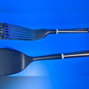 Core Black Silicone Spatula Set – Solid & Slotted – Stainless Steel Handles Heat